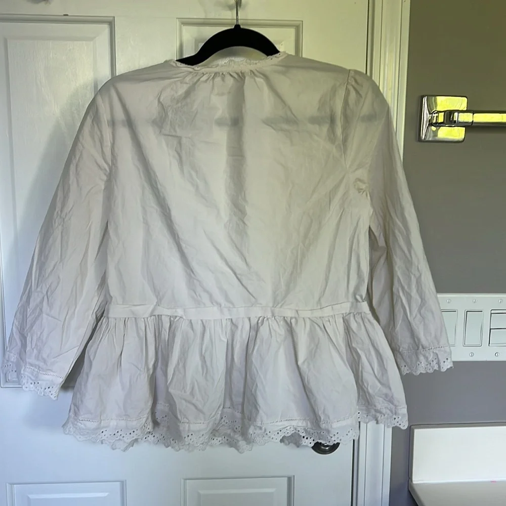 La Vie Rebecca Taylor Relaxed Eyelet Trim Blouse - Picture 4 of 4